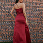 Satin Ruched One-Shoulder Sleeveless Floor-Length Dresses Party Dresses