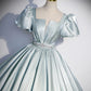 A-Line Satin Long Prom Dress Pure Color