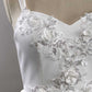 White Sweetheart Strap Flower A-Line Wedding Dress Long