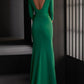 Sheath/Column V-Neck Floor-Length Prom Dresses With Flower Sexy