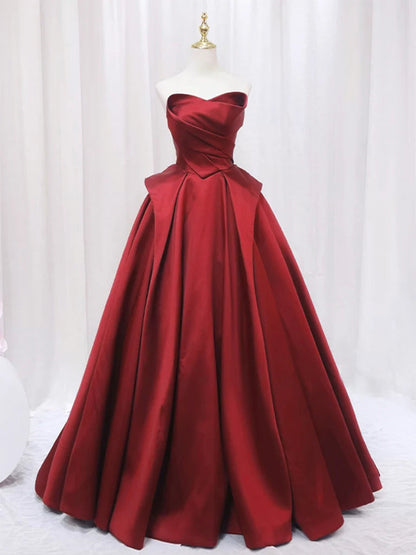 A-Line Satin Long Prom Dress Pure Color