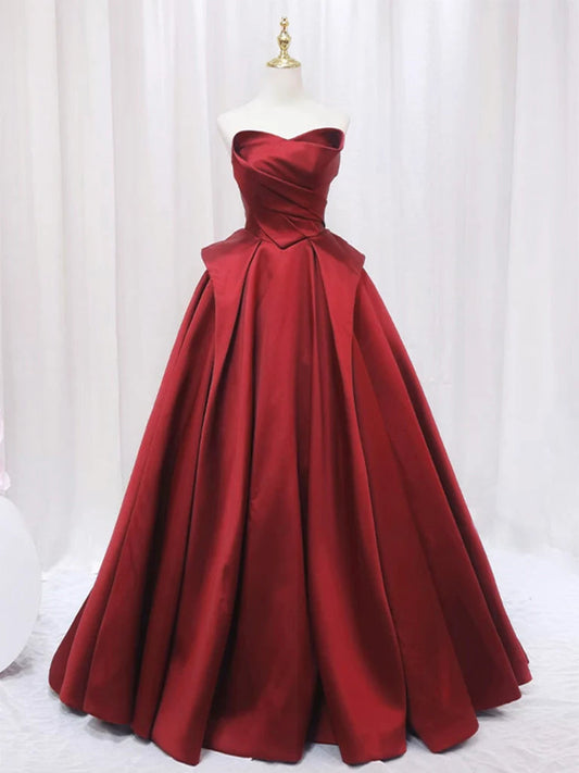 A-Line Satin Long Prom Dress Pure Color