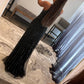 Sparkly Black Sequins Waist Cut-Out Prom Dress with Slit Sexy Evening Dresses