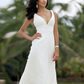 A-Line Wedding Dresses V Neck Asymmetrical Chiffon Spaghetti Strap Formal Casual Backless