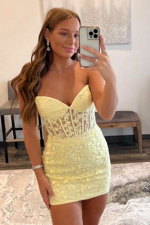 Pink Tight Short Homecoming Dress with Appliques Sexy