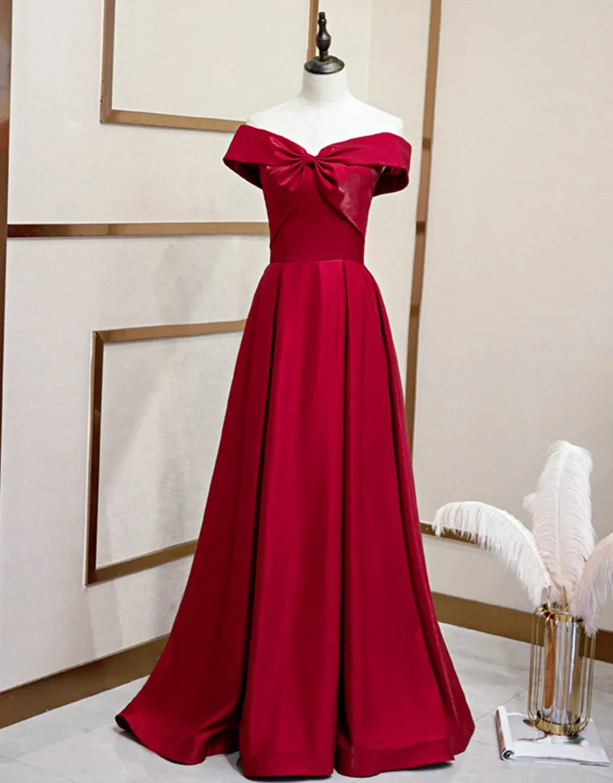 A-Line Off the Shoulder Prom Dress Pure Color Sexy Long