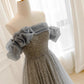 A-Line Tulle Sequin Long Prom Dress Sparkly 