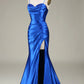 Mermaid Spaghetti Straps Long Prom Dress Pure Color Sexy