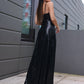 Sequins Ruffles V-neck Sleeveless Floor-Length Dresses Sparkly Evening Dresses
