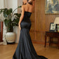 Satin Ruffles Sweetheart Sleeveless Prom Evening Dresses Long Sexy