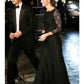 A-Line Elegant Formal Evening Dress Jewel Neck 3/4 Length Sleeve Floor Length Lace with Lace