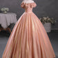 A-Line Off Shoulder Sequin Long Prom Dress Sparkly 