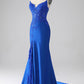 Mermaid Strapless Long Beaded Prom Dress With Appliques Pure Color