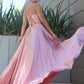A-Line Princess Silk like Satin Ruffles V-neck Sleeveless Dresses Party Dresses