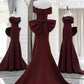 Simple Off Shoulder Satin Long Prom Dresses Pure Color