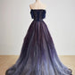 Purple Gradient Tulle Long Prom Dress Beautiful A-Line Evening Party Dress Off Shoulder