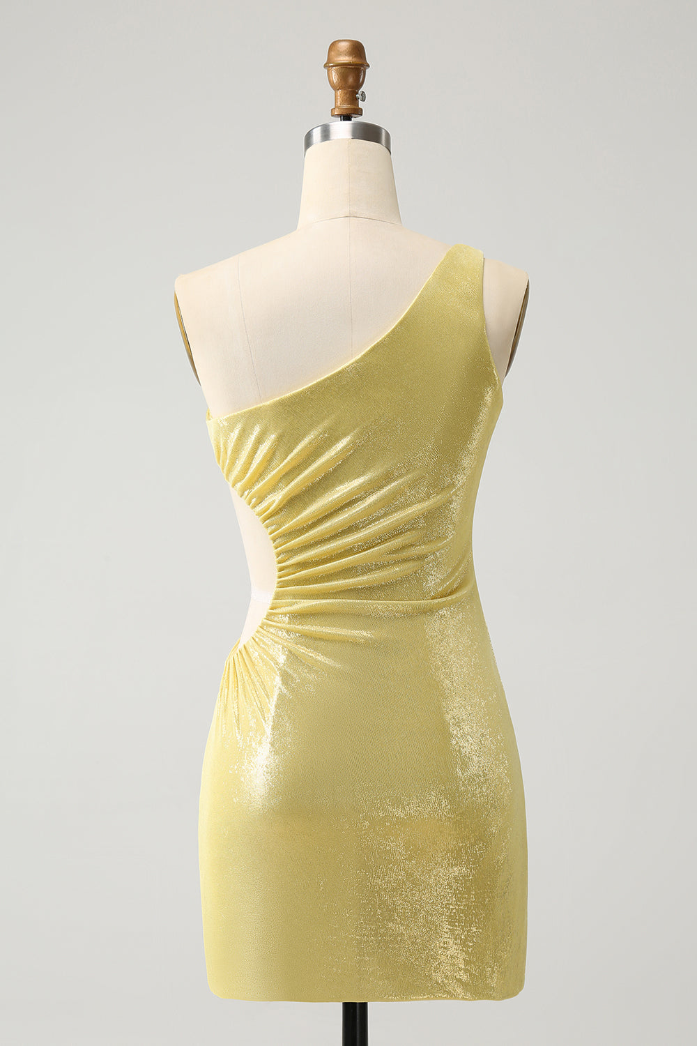 Sparkly Bodycon One Shoulder Hollow Out Pleated Short Homecoming Dress Sexy