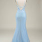 Mermaid Long Prom Dress with Appliques Pure Color