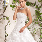 Ball Gown Wedding Dresses Strapless Floor Length Taffeta Sleeveless with Beading Cascading Ruffle