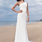 Wedding Dresses One Shoulder Chiffon Regular Straps Simple Plus Size Pure Color