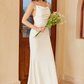 Simple Mermaid Boho Slip Dress Backless Long Wedding Dress Pure Color