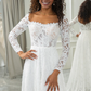 Ivory A-Line Lace Wedding Dress with Sleeves Beautiful Long