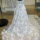 White Appliques Sweetheart Spaghetti Strap Long Wedding Dress Beautiful