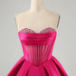 Cute A Line Sweetheart Corset Short Homecoming Dress with Beading Off Shoulder