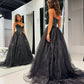 A Line Tulle Long Prom Dress Unique New Style Strapless Evening Dress Off Shoulder