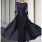 Mother of the Bride Dress Elegant Sparkle & Shine Jewel Neck Asymmetrical Floor Length Chiffon Lace 3/4 Length Sleeve with Sequin
