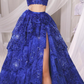 A-Line/Princess Strapless Floor-Length Prom Dresses Sparkly Sexy
