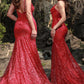 Mermaid Spaghetti Straps Dark Red Plus Size Prom Dress with Split Front Sexy