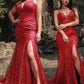 Mermaid Spaghetti Straps Dark Red Plus Size Prom Dress with Split Front Sexy