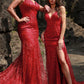 Mermaid Spaghetti Straps Dark Red Plus Size Prom Dress with Split Front Sexy