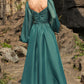 A Line Sweetheart Dark Green Plus Size Prom Dress with Long Sleeves Sexy