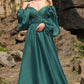A Line Sweetheart Dark Green Plus Size Prom Dress with Long Sleeves Sexy