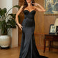 Satin Ruffles Sweetheart Sleeveless Prom Evening Dresses Long Sexy