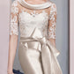 Mermaid / Trumpet Mother of the Bride Dress Formal Wedding Guest Elegant High Low Scoop Neck Sweep / Brush Train Asymmetrical Satin Lace Half Sleeve with Bow(s)