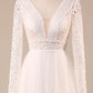 A-Line Long Sleeves Wedding Dress with Lace V-neck