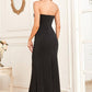 Black Mermaid Strapless Long Prom Dress With Long Sleeves Sexy Evening Dresses