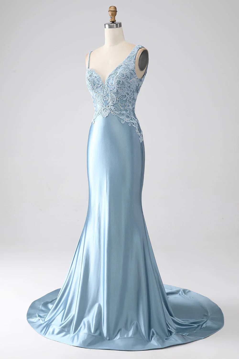 Mermaid Spaghetti Straps Long Beaded Prom Dress With Appliques Sexy