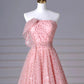 A-Line Tulle Long Prom Dress Pink