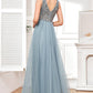 Sparkly Grey Blue Tulle Long Prom Dress Sparkly Evening Dresses