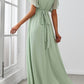 A-Line/Princess V-Neck Floor-Length Long Bridesmaid Dresses Pure Color