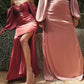 Sheath/Column Off-The-Shoulder Floor-Length Long Bridesmaid Dresses With Split Side Sexy