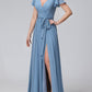 A-Line/Princess V-Neck Floor-Length Long Bridesmaid Dresses Sexy