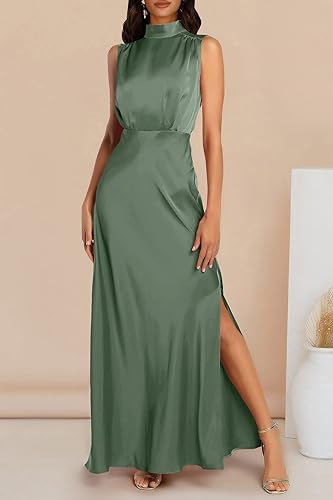 A Line/Princess Sleeveless Mock Neck Ankle-Length Bridesmaid Dresses Sexy