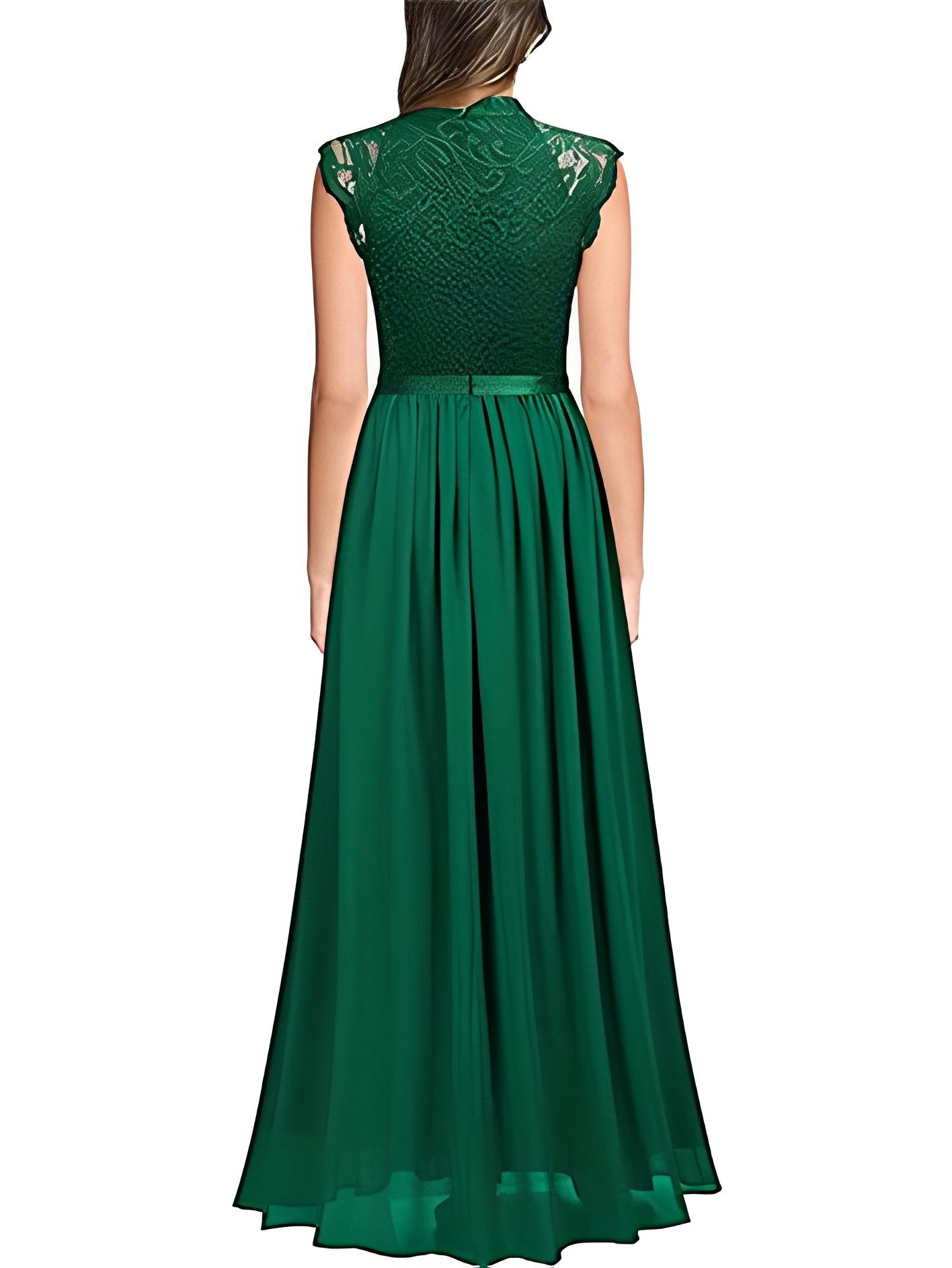 A Line/Princess Jewel Neck Sleeveless Floor-Length Bridesmaid Dresses With Lace Long