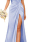 A Line/Princess V Neck Sleeveless Floor-Length Bridesmaid Dresses With Split Sexy