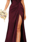 A Line/Princess V Neck Sleeveless Floor-Length Bridesmaid Dresses With Split Sexy